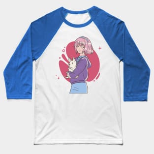 Anime Girl With Dog P Baseball T-Shirt